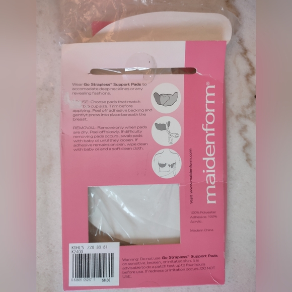 NWT Maidenform Beige Strapless Support Pads - D - Picture 3 of 4